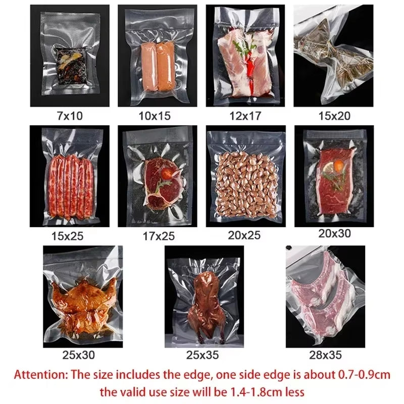 100Pcs Food Vacuum Sealer Bags for Sous Vide Food Saver Kitchen Storage Bag Bpa-Free Vacuum Packaging Bags Kitchen Tool