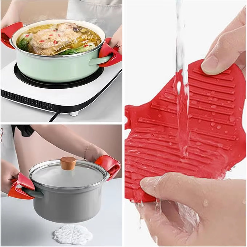 WXCOO 2 Pairs Silicone Oven Mitts Gloves Heat Resistant Mini Oven Gloves Pinch Mitts Potholder for Kitchen Cooking Baking